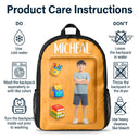 Adorable,Art Design,Back To School,Gift For Kids,Photo - Cartoon Portrait - Custom Photo Cartoon Portrait Adorable Kid Ready For School - Personalized Kids Backpack