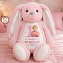 Adorable,Art Design,Gift For Kids,Photo - Cartoon Portrait - Custom Photo Cartoon Portrait Baby First Birthday Christmas Easter - Personalized Soft Toy Bunny