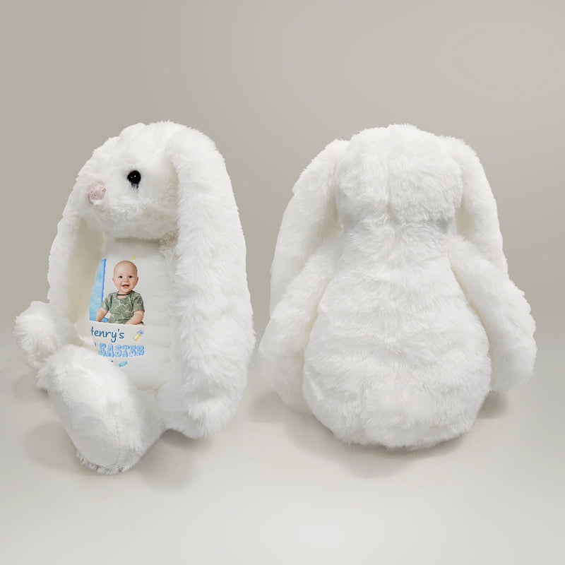 Adorable,Art Design,Gift For Kids,Photo - Cartoon Portrait - Custom Photo Cartoon Portrait Baby First Birthday Christmas Easter - Personalized Soft Toy Bunny