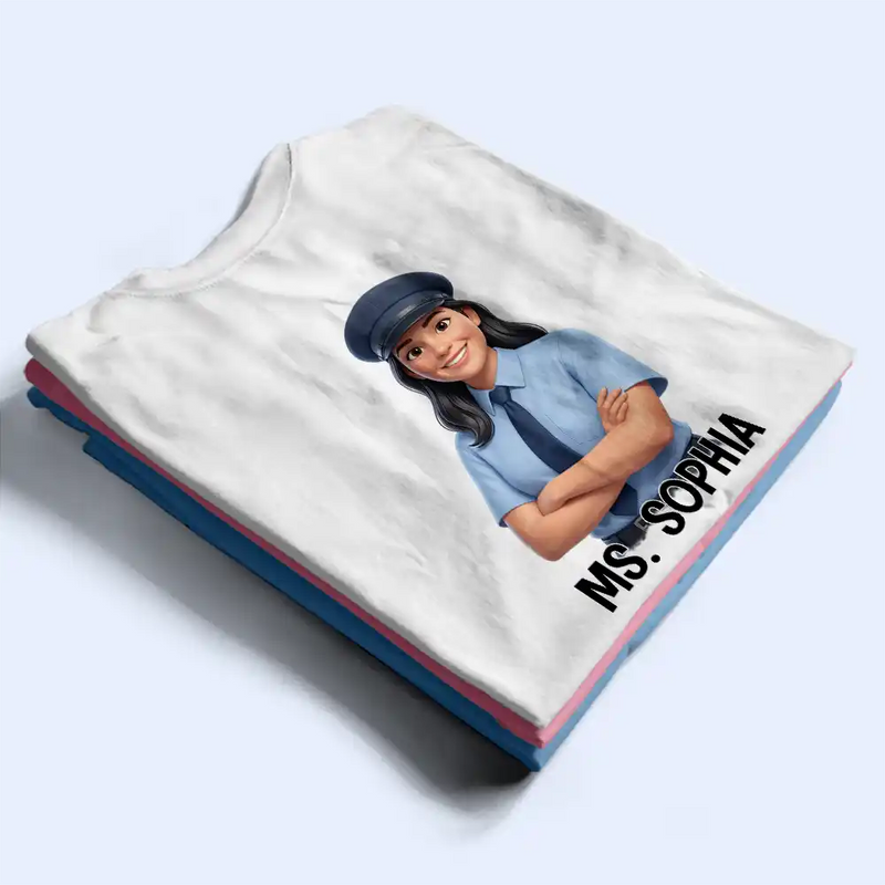 Art Design,Back To School,Proud,Photo - Cartoon Portrait - Custom Photo Cartoon Portrait Bus Driver I Love My Students - Personalized T Shirt