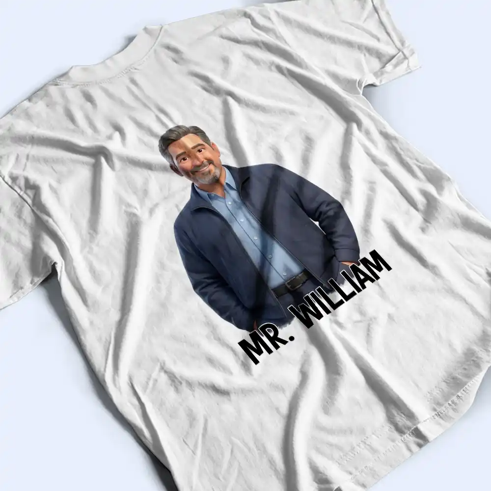 Art Design,Back To School,Proud,Photo - Cartoon Portrait - Custom Photo Cartoon Portrait Bus Driver I Love My Students - Personalized T Shirt