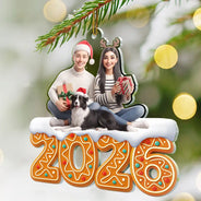 Art Design,Christmas,Cozy,Family,Photo - Cartoon Portrait - Custom Photo Cartoon Portrait Christmas Gingerbread Family - Personalized Custom Shaped Acrylic Ornament