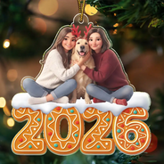 Art Design,Christmas,Cozy,Family,Photo - Cartoon Portrait - Custom Photo Cartoon Portrait Christmas Gingerbread Family - Personalized Custom Shaped Acrylic Ornament
