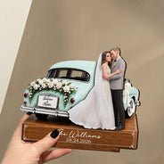 Art Design,Romantic,Gift For Couples,Wedding,Photo - Cartoon Portrait - Custom Photo Cartoon Portrait Couples Wedding Engaged Bachelor Party - Personalized Custom Shaped Wooden Plaque