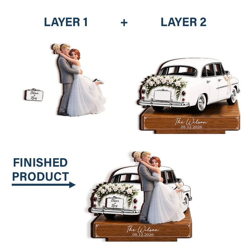 Art Design,Romantic,Gift For Couples,Wedding,Photo - Cartoon Portrait - Custom Photo Cartoon Portrait Couples Wedding Engaged Bachelor Party - Personalized Custom Shaped Wooden Plaque