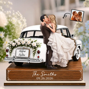 Art Design,Romantic,Gift For Couples,Wedding,Photo - Cartoon Portrait - Custom Photo Cartoon Portrait Couples Wedding Engaged Bachelor Party - Personalized Custom Shaped Wooden Plaque