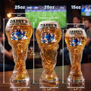 Gift For Father, Custom Photo, Art Design, Football (Soccer), Playful, Photo - Cartoon Portrait - Custom Photo Cartoon Portrait Daddy's Dream Team Soccer - Personalized Beer Glass
