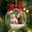 Art Design,Christmas,Family,Photo - Cartoon Portrait,Happy - Custom Photo Cartoon Portrait Family Is The Greatest Gift - Personalized 3D Acrylic Ball Ornament