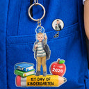 Top Market,Adorable,Art Design,Back To School,Gift For Kids,Photo - Cartoon Portrait - Custom Photo Cartoon Portrait First Day Of Kindergarten - Personalized Acrylic Keychain