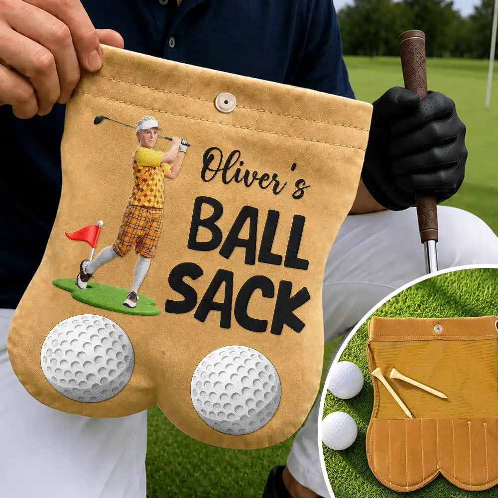 Custom Photo Cartoon Portrait Golf Lovers Ball Sack - Personalized Golf Ball Sacks - Custom Photo Cartoon Portrait Golf Lovers Ball Sack - Personalized Golf Ball Sacks