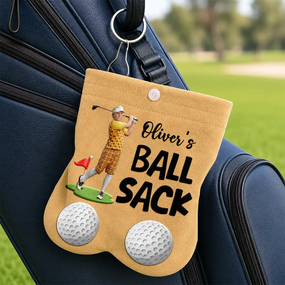 Custom Photo Cartoon Portrait Golf Lovers Ball Sack - Personalized Golf Ball Sacks - Custom Photo Cartoon Portrait Golf Lovers Ball Sack - Personalized Golf Ball Sacks