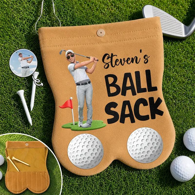 Custom Photo Cartoon Portrait Golf Lovers Ball Sack - Personalized Golf Ball Sacks - Custom Photo Cartoon Portrait Golf Lovers Ball Sack - Personalized Golf Ball Sacks