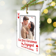 Art Design, Christmas, Romantic, Gift For Couples, Photo - Cartoon Portrait - Custom Photo Cartoon Portrait How Lucky Are We Playing Card - Personalized Custom Shaped Acrylic Ornament
