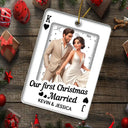 Art Design, Christmas, Romantic, Gift For Couples, Photo - Cartoon Portrait - Custom Photo Cartoon Portrait How Lucky Are We Playing Card - Personalized Custom Shaped Acrylic Ornament