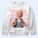 Adorable,Art Design,Back To School,Gift For Kids,Photo - Cartoon Portrait - Custom Photo Cartoon Portrait Kid Ready For School Kindergarten First Grade - Personalized T Shirt