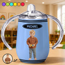 Adorable, Art Design, Gift For Kids, Photo - Cartoon Portrait - Custom Photo Cartoon Portrait Kid With Colorful Crayons - Personalized Sippy Cup