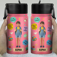 Adorable,Art Design,Back To School,Gift For Kids,Photo - Cartoon Portrait - Custom Photo Cartoon Portrait Kids Ready To Shine - Personalized Kids Water Bottle