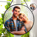 Love,Gift For Husband,Gift For Wife,Gift For Boyfriend,Gift For Girlfriend,Gift For Couples - Custom Photo Cartoon Portrait Loving Couple - Personalized Stained Glass Window Hanging Suncatcher