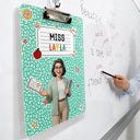 Art Design,Teacher,Confident,Back To School,Photo - Cartoon Portrait - Custom Photo Cartoon Portrait Teacher Composition Notebook - Personalized Acrylic Clipboard