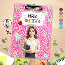 Art Design,Teacher,Confident,Back To School,Photo - Cartoon Portrait - Custom Photo Cartoon Portrait Teacher Composition Notebook - Personalized Acrylic Clipboard