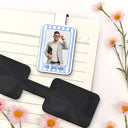 Grateful,Art Design,Teacher,Back To School,Reading,Photo - Cartoon Portrait - Custom Photo Cartoon Portrait Teacher Striped Pattern - Personalized Custom Shaped Magnetic Bookmark Clip