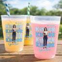 Adorable,Art Design,Teacher,Back To School,Photo - Cartoon Portrait - Custom Photo Cartoon Portrait Teacher Welcome To School - Personalized Frosted Cups