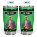 Adorable, Art Design, Teacher, Back To School, Photo - Cartoon Portrait - Custom Photo Cartoon Portrait Teacher With Colorful Crayon - Personalized Tumbler