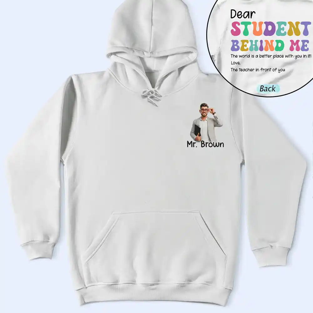 Art Design,Back To School,Proud,Photo - Cartoon Portrait - Custom Photo Cartoon Portrait The World Is A Better Place With You in It Gift For Bus Driver - Personalized T Shirt