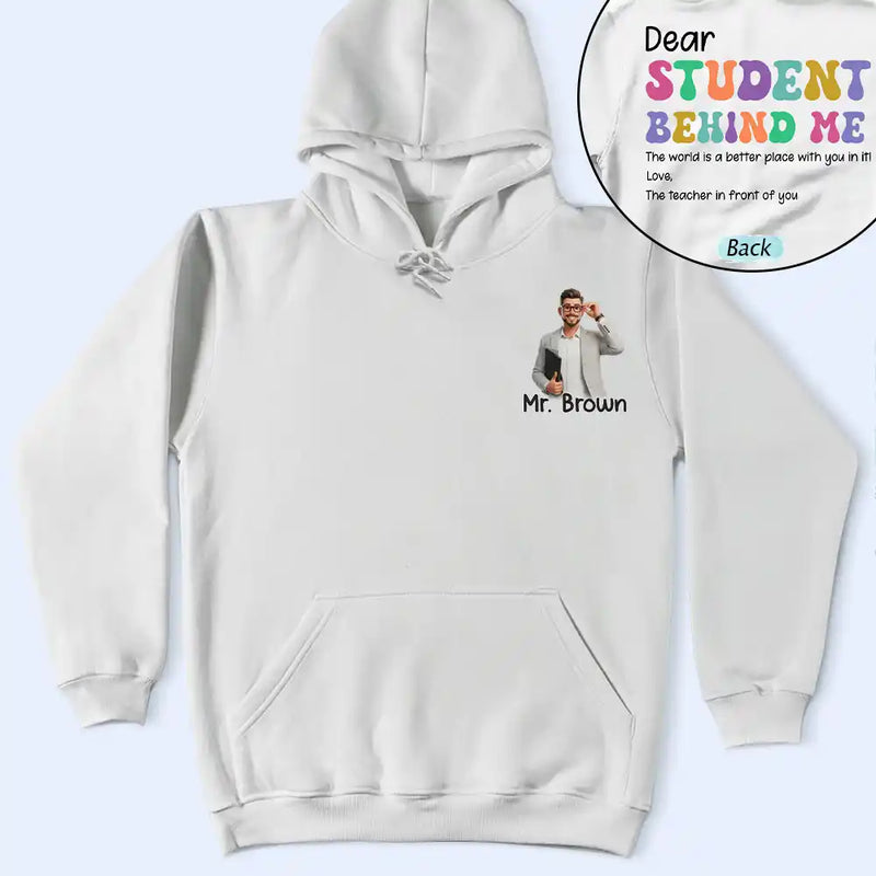 Art Design,Back To School,Proud,Photo - Cartoon Portrait - Custom Photo Cartoon Portrait The World Is A Better Place With You in It Gift For Bus Driver - Personalized T Shirt