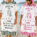 Custom Photo, Beach, Art Design, Summer, Gift For Bestie, Humorous, Photo - Pencil Sketch - Bold - Custom Photo Cheaper Than Therapy Besties Trip Pencil Sketch - Personalized Hooded Poncho Towel