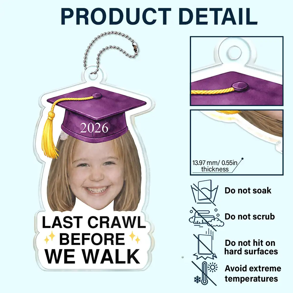 Family,Graduation,Funny,Happy,Gift For Daughter,Gift For Son - Custom Photo Childhood Look Who's Graduated - Personalized Acrylic Car Hanger