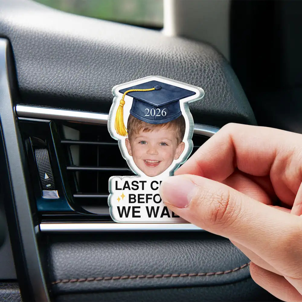Family,Graduation,Funny,Happy,Gift For Daughter,Gift For Son,Gift For Bestie - Custom Photo Childhood Look Who's Graduated - Personalized Acrylic Car Vent Clip