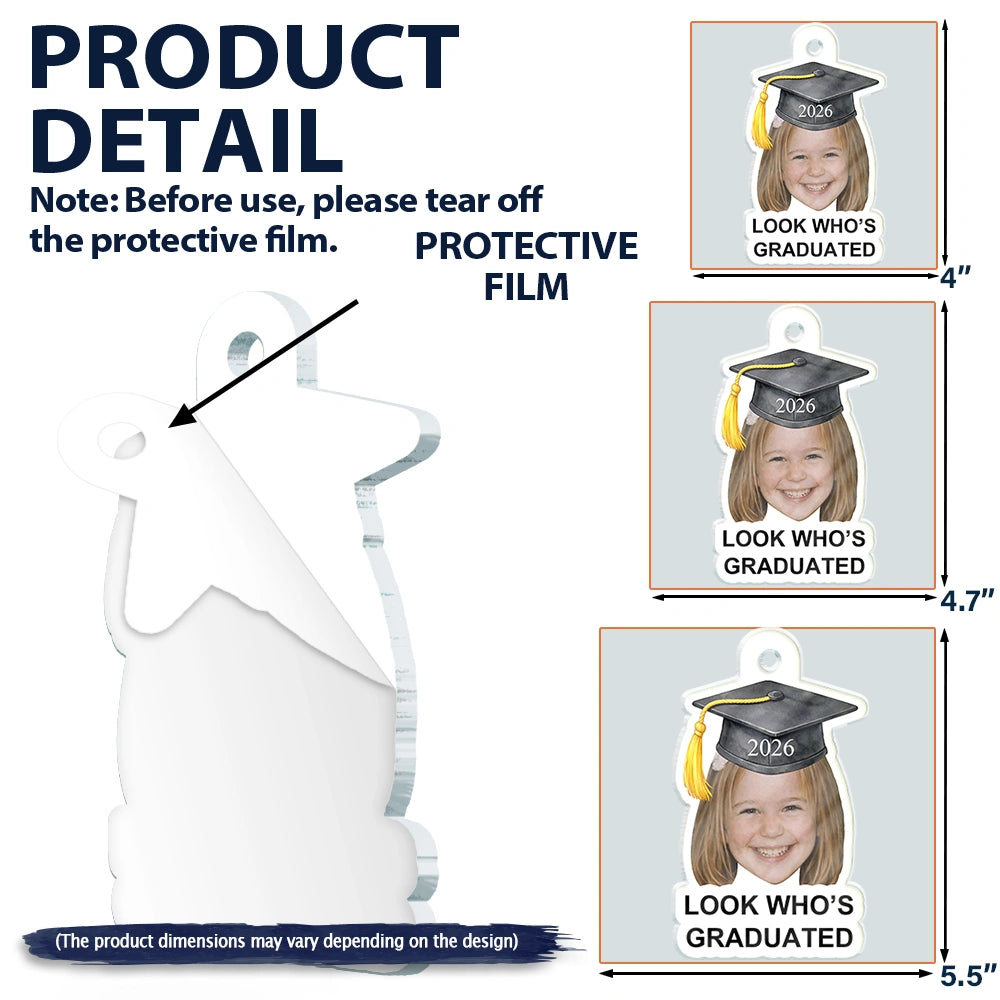 Christmas,Proud,Custom Photo,Graduation,Gift For Yourself,Cut-Face Photo - Custom Photo Childhood Look Who's Graduated - Personalized Custom Shaped Acrylic Ornament