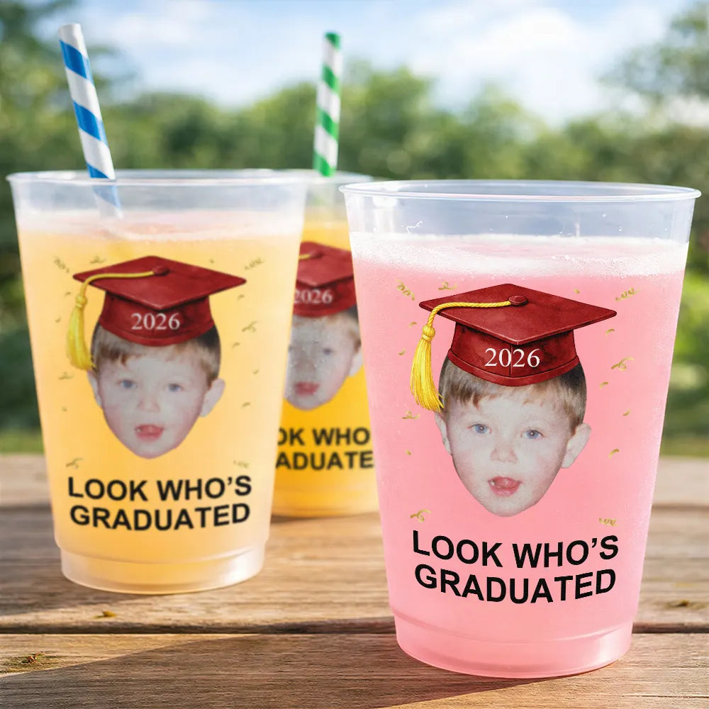 Gift For Women,Gift For Men,Graduation,Custom Photo,Happy,Gift For Yourself - Custom Photo Childhood Look Who's Graduated - Personalized Frosted Cups