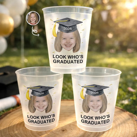Custom Photo Childhood Look Who's Graduated - Personalized Frosted Cups