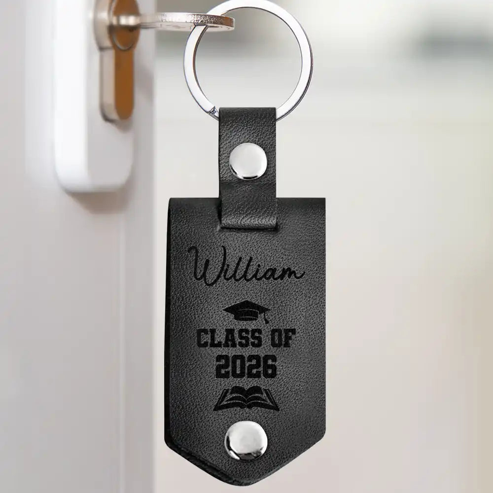 Happy,Graduation,Gift For Yourself,Gift For Men,Gift For Women,Gift For Daughter,Gift For Son,Gift For Sibling,Gift For Sisters,Gift For Brothers,Gift For Bestie - Custom Photo Childhood Look Who's Graduated - Personalized Leather Photo Keychain