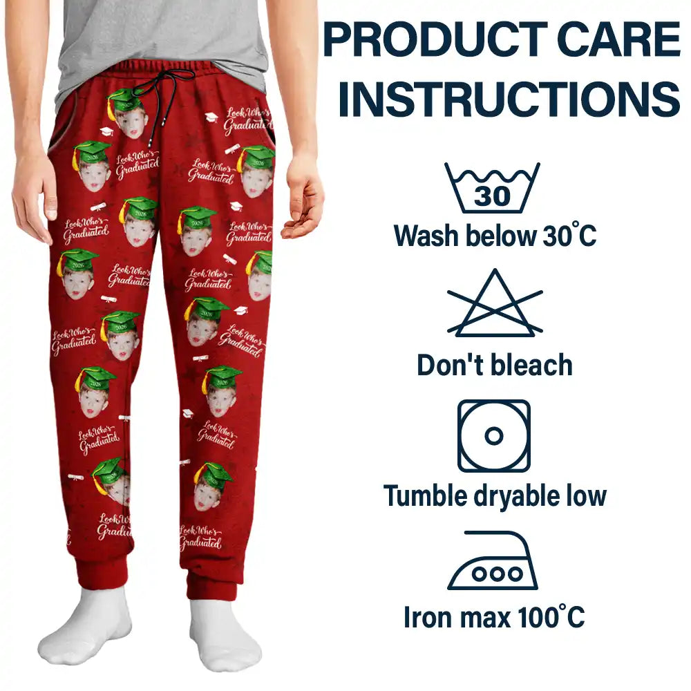 Happy,Graduation,Gift For Yourself,Gift For Men,Gift For Women,Gift For Daughter,Gift For Son,Gift For Sibling,Gift For Sisters,Gift For Brothers,Gift For Bestie,Photo - Custom Photo Childhood Look Who's Graduated - Personalized Pajama Pants