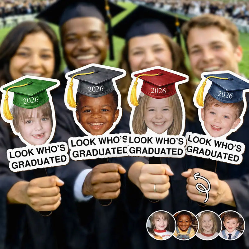 Graduation,Happy,Gift For Yourself,Gift For Women,Gift For Men,Gift For Daughter,Gift For Son,Gift For Bestie - Custom Photo Childhood Look Who's Graduated Grad Props - Personalized Graduation Handheld Fan