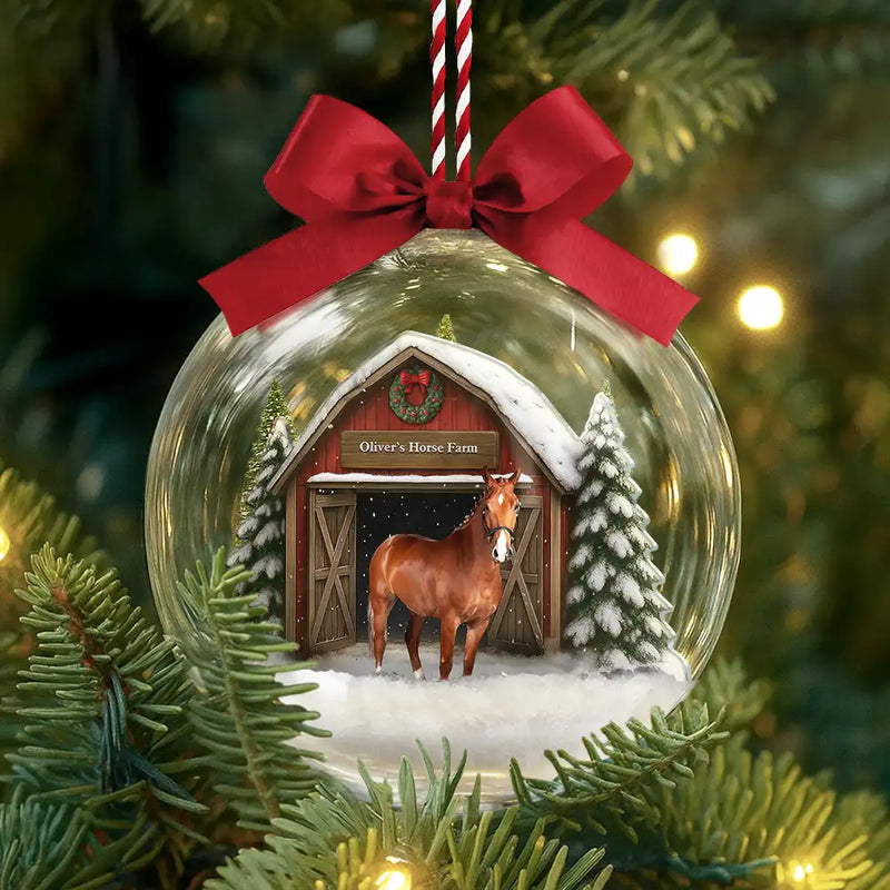 Custom Photo,Farm,Gift For Yourself,Happy,Gift For Women,Gift For Men,Christmas - Custom Photo Christmas Animal Farm - Personalized 3D Acrylic Ball Ornament
