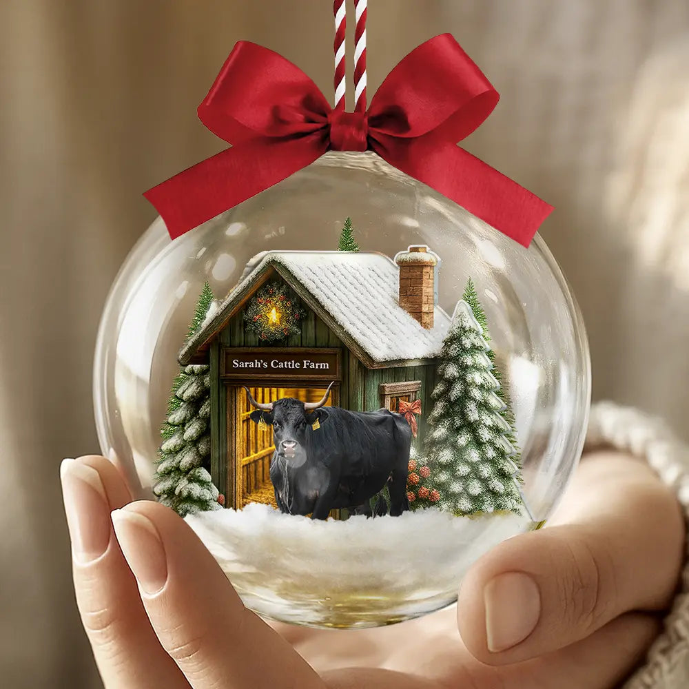 Custom Photo,Farm,Gift For Yourself,Happy,Gift For Women,Gift For Men,Christmas - Custom Photo Christmas Animal Farm - Personalized 3D Acrylic Ball Ornament