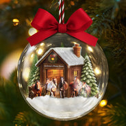 Custom Photo,Farm,Gift For Yourself,Happy,Gift For Women,Gift For Men,Christmas - Custom Photo Christmas Animal Farm - Personalized 3D Acrylic Ball Ornament