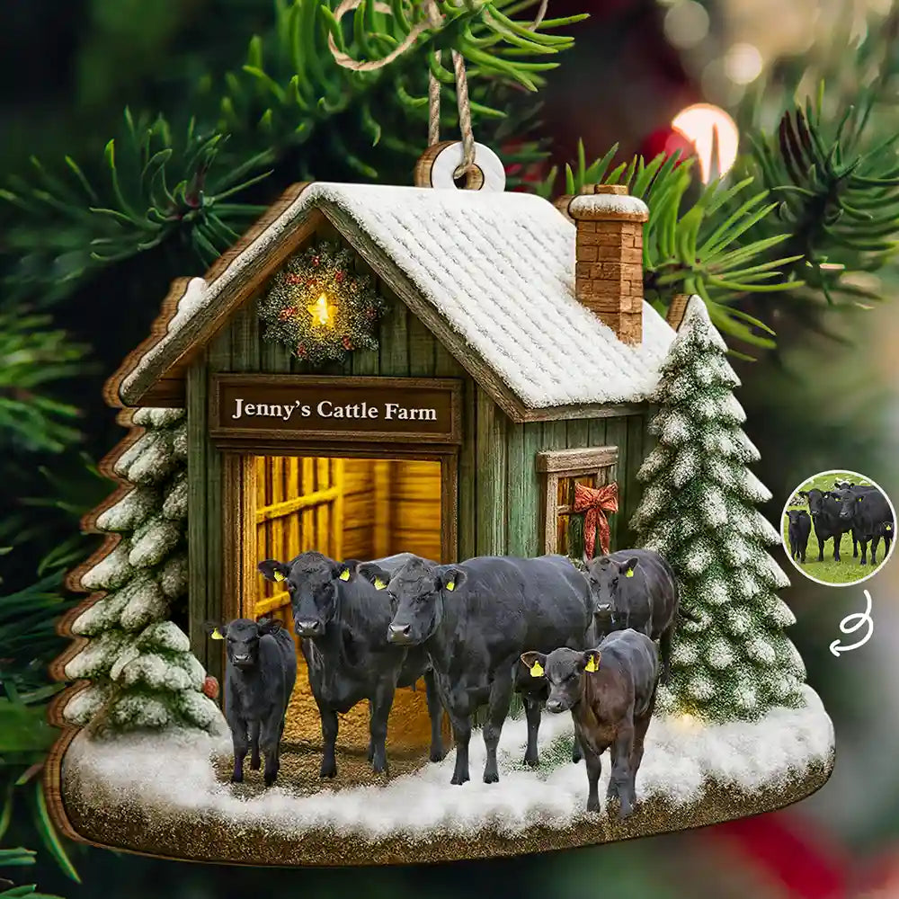 Custom Photo Christmas Animal Farm - Personalized Custom Shaped Wooden Ornament