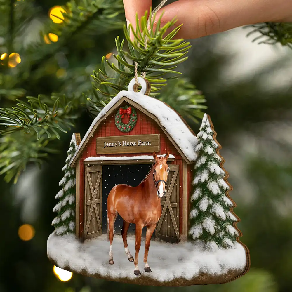 Custom Photo,Farm,Gift For Yourself,Happy,Gift For Women,Gift For Men,Christmas - Custom Photo Christmas Animal Farm - Personalized Custom Shaped Wooden Ornament