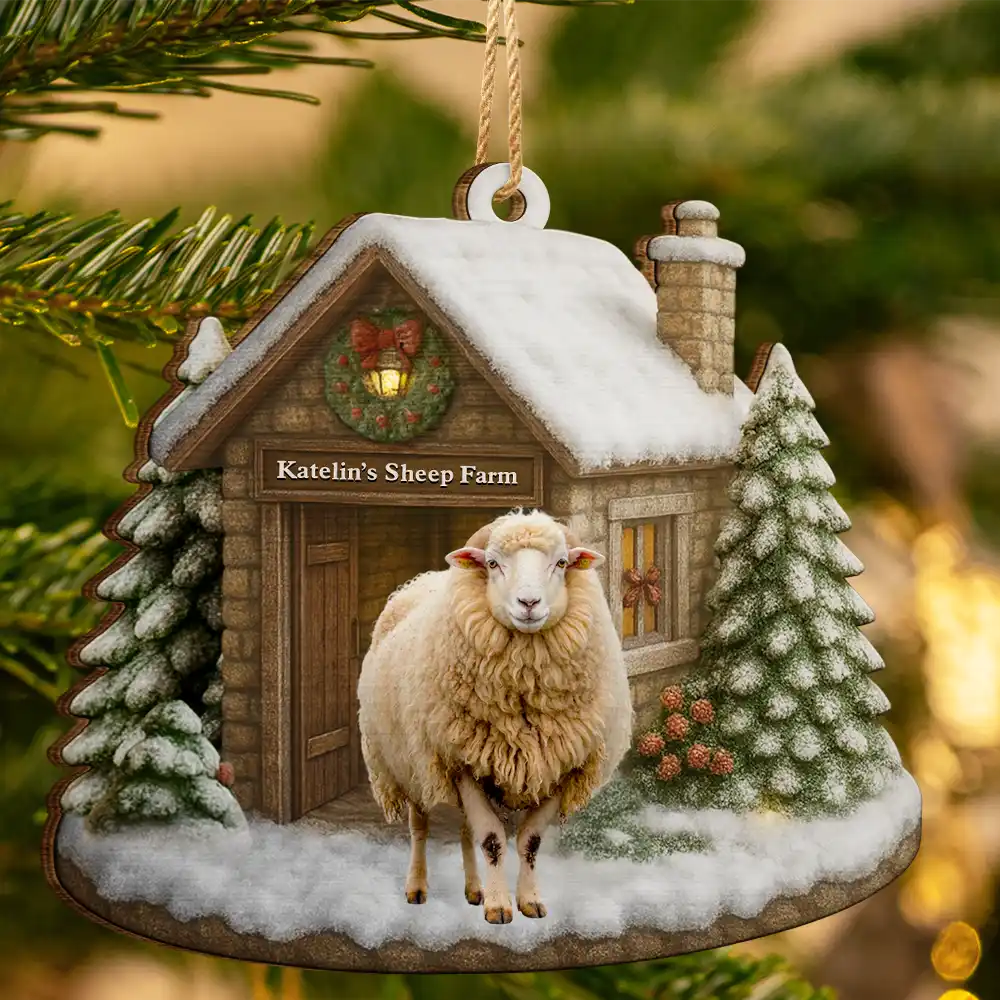 Custom Photo,Farm,Gift For Yourself,Happy,Gift For Women,Gift For Men,Christmas - Custom Photo Christmas Animal Farm - Personalized Custom Shaped Wooden Ornament