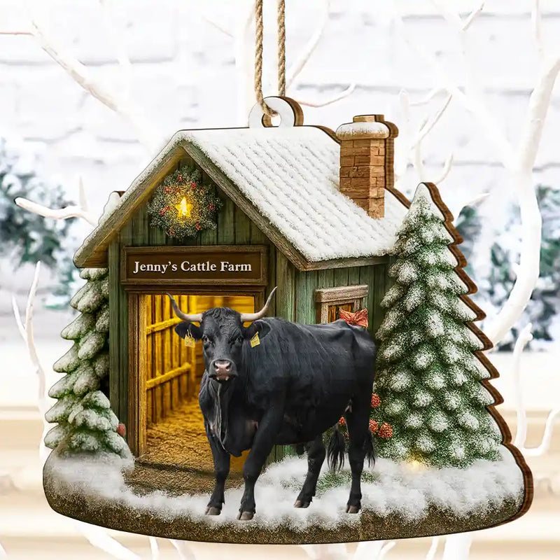 Custom Photo,Farm,Gift For Yourself,Happy,Gift For Women,Gift For Men,Christmas - Custom Photo Christmas Animal Farm - Personalized Custom Shaped Wooden Ornament