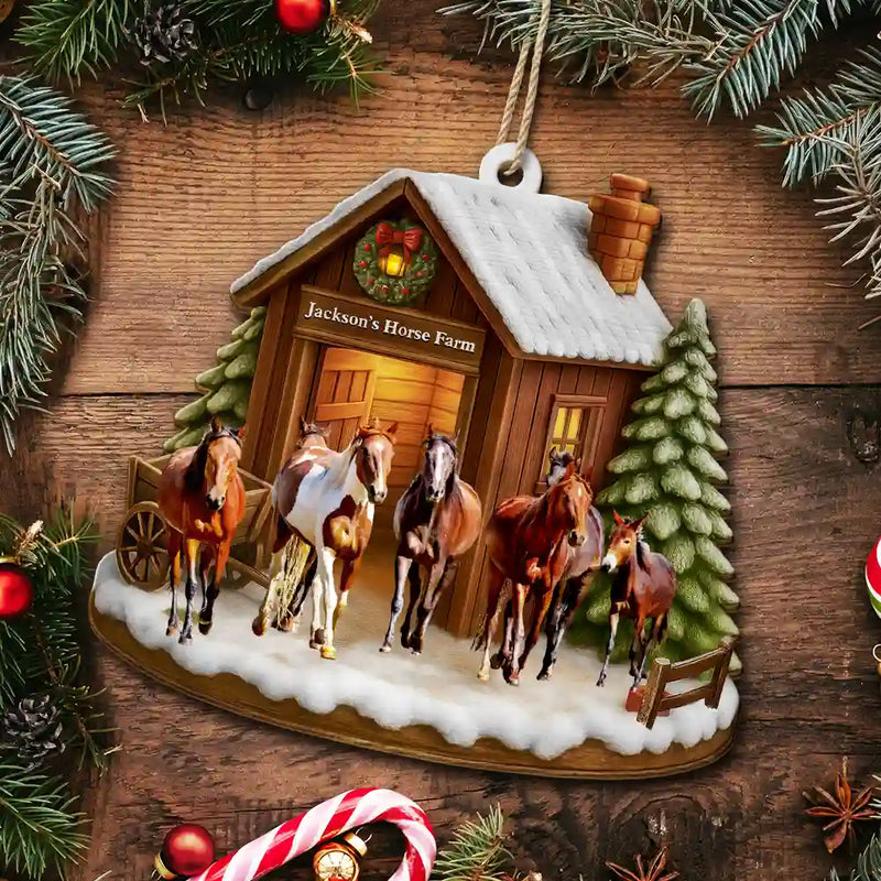 Custom Photo,Farm,Gift For Yourself,Happy,Gift For Women,Gift For Men,Christmas - Custom Photo Christmas Animal Farm - Personalized Custom Shaped Wooden Ornament