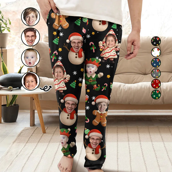 Christmas, Funny, Gift For Couples, Gift For Husband, Gift For Wife, Parents, Gift For Grandparents, Family, Gift For Sibling - Custom Photo Christmas Characters Funny Face - Personalized Pajama Pants