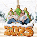 Family,Pet Lovers,Pet Mom,Pet Dad,Pet Couple,Dog Lovers,Dog Couple,Dog Mom,Dog Dad,Cat Lovers,Cat Mom,Cat Dad,Cat Couple,Happy,Christmas,Custom Photo,Gift For Bestie,Gift For Sibling,Cousin,Gift For Kids,Gift For Grandkids - Custom Photo Christmas Family Gingerbread 3D Effect - Personalized Custom Shaped Wooden Ornament