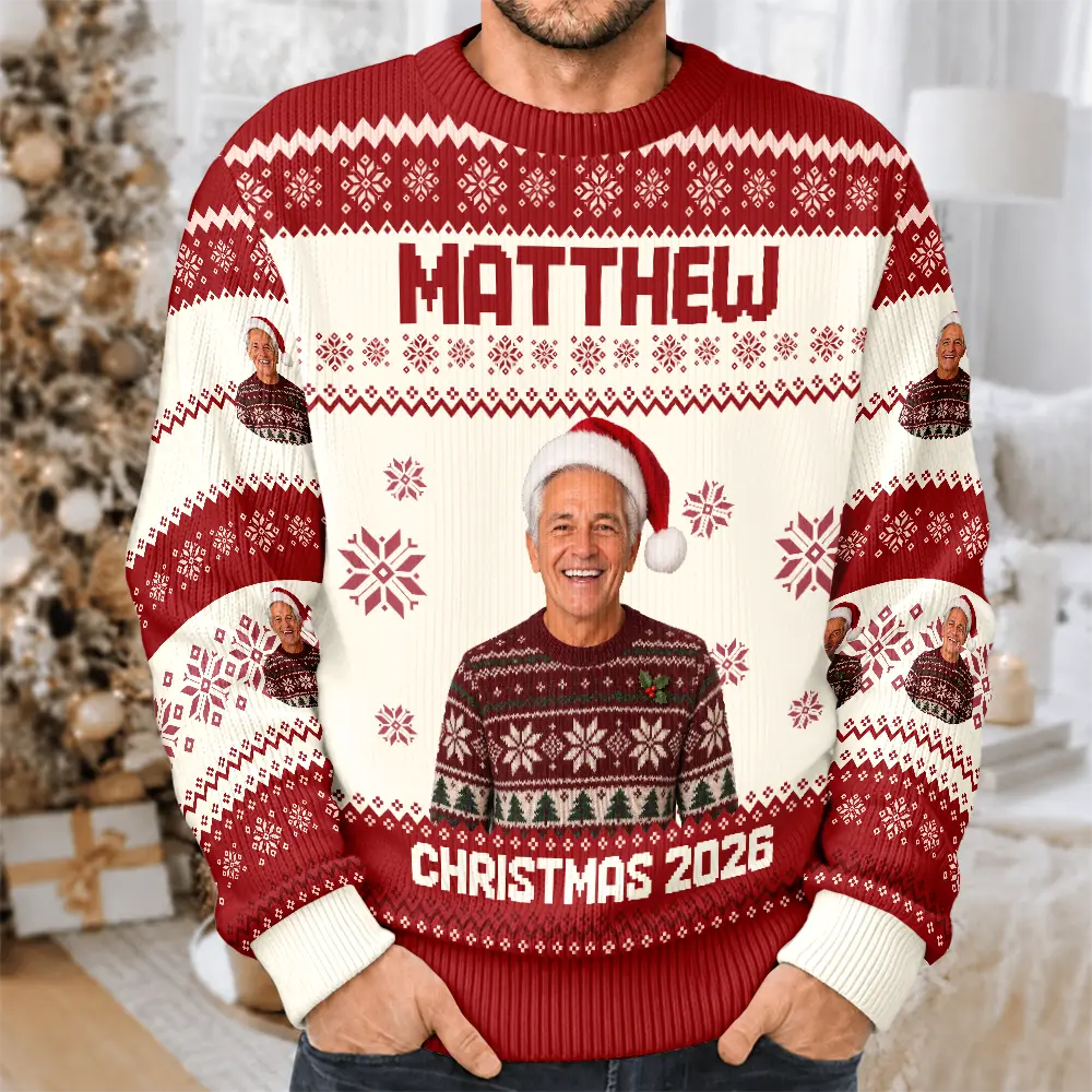 Family - Custom Photo Christmas Family Matching Sweater - Personalized Unisex Ugly Sweater