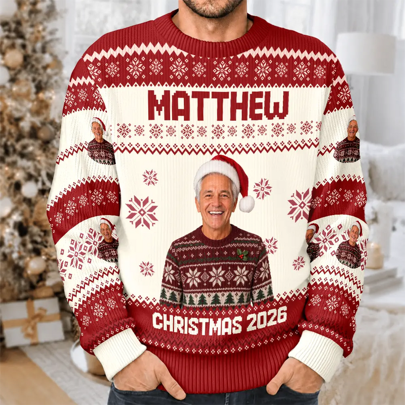 Family - Custom Photo Christmas Family Matching Sweater - Personalized Unisex Ugly Sweater